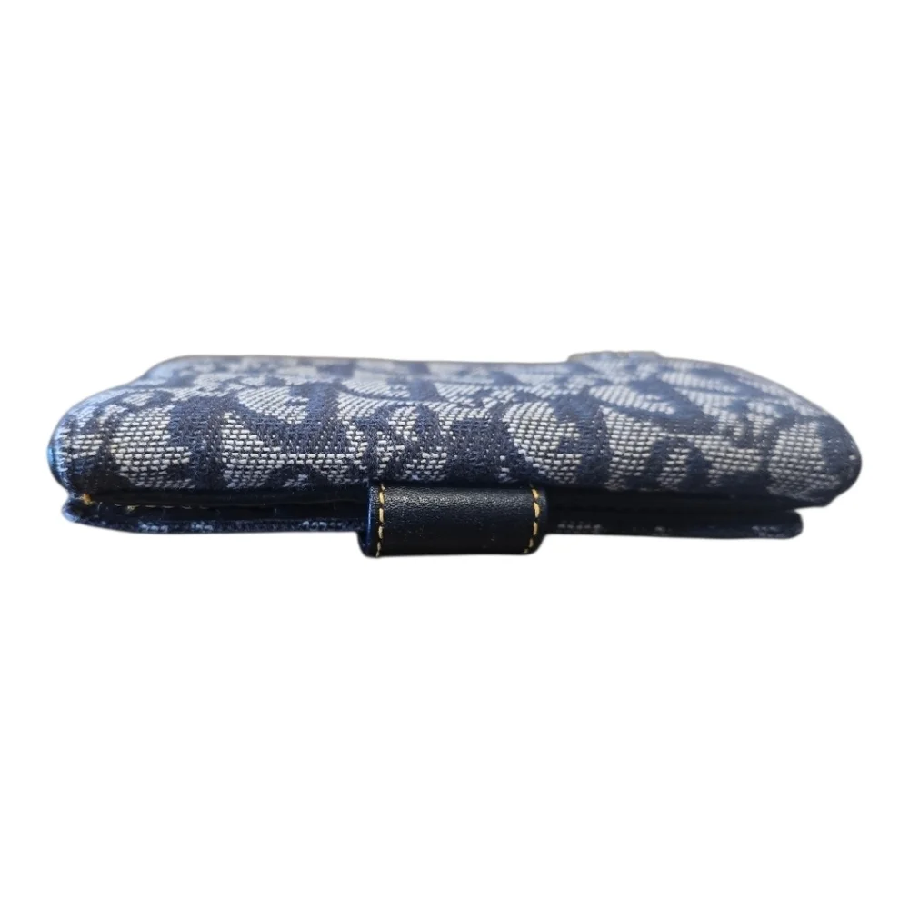 Christian Dior Saddle Lotus Navy Jacquard Canvas Bifold Snap Wallet